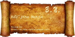 Bőjthe Netta névjegykártya